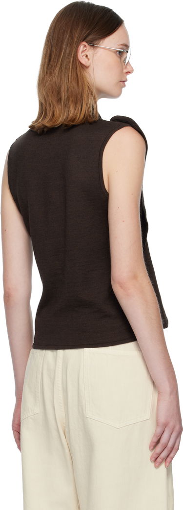 Sweater LEMAIRE Asymmetrical Sleeveless Cardigan Brun | TO1485 LK087, 2