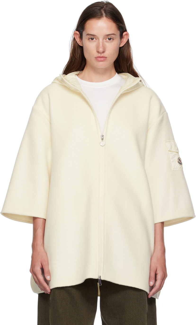 Jakke Moncler Moncler Wool Cape Jacket Hvid | K20933G00002M7148