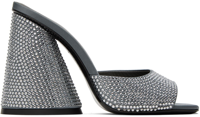 Tilbehør The Attico The Attico Luz Crystal-Embellished Heeled Sandals Grå | 237WS502 TV07