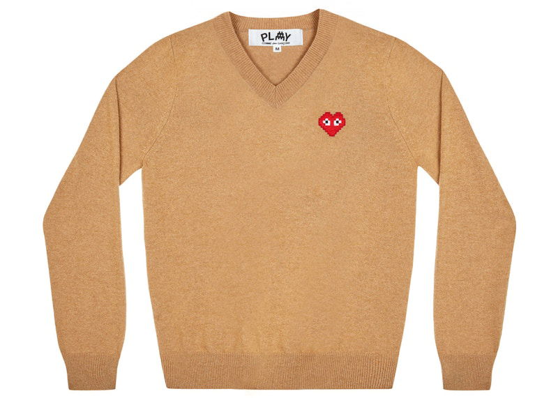 Sweater Comme des Garçons Play x Invader V-Neck Sweater Beige | AZ-N082-051