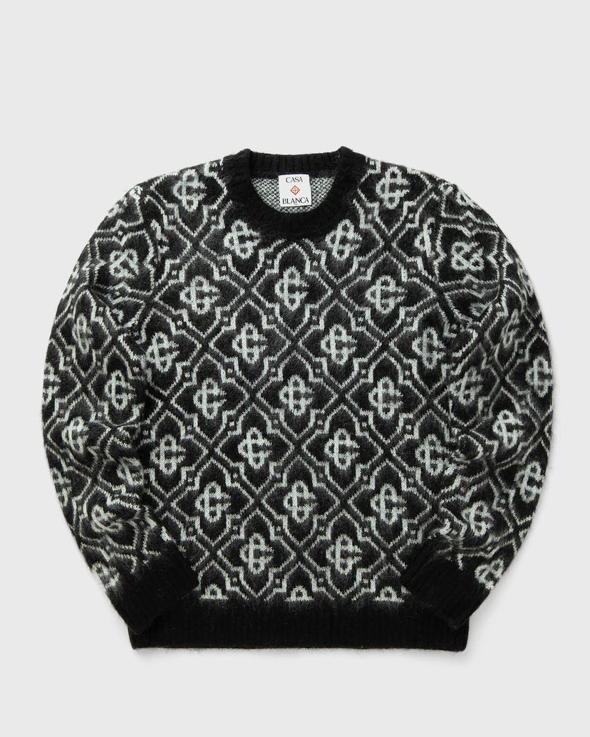 Sweater Casablanca Monogram Crewneck Sweater Sort | MPF25-KW-1004-02