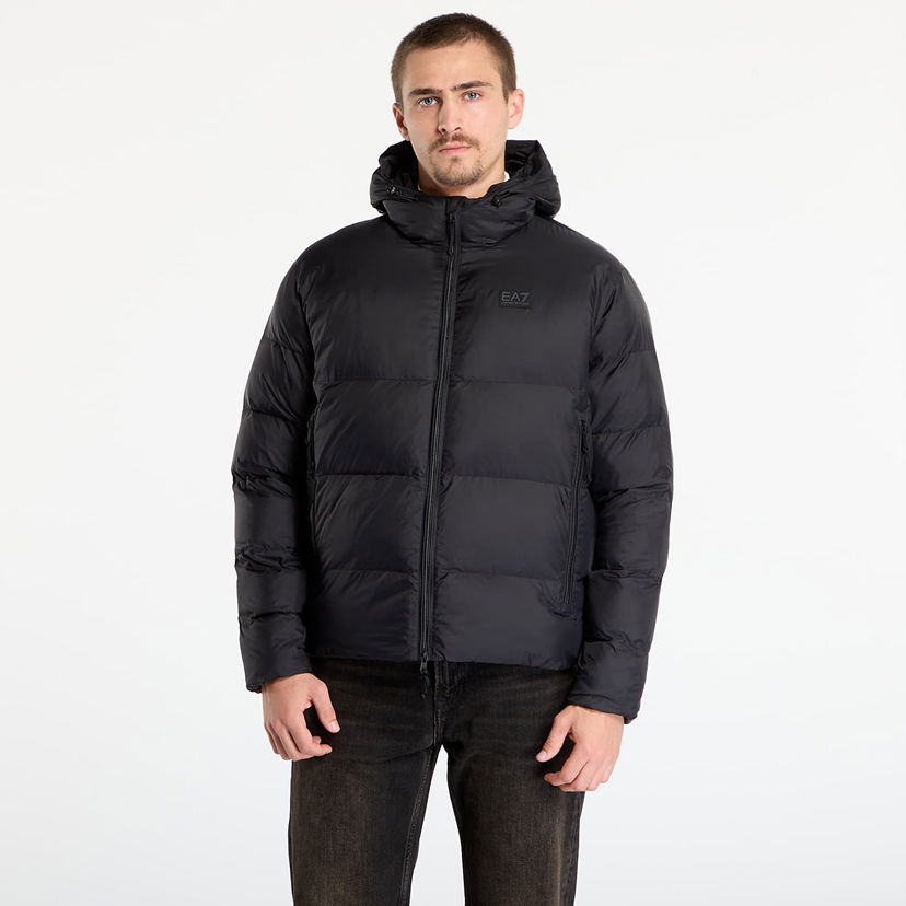 Puffer jakke Emporio Armani Hooded Puffer Mountain Polar Jacket Big Logo Sort | 7M000694AF15956UC001