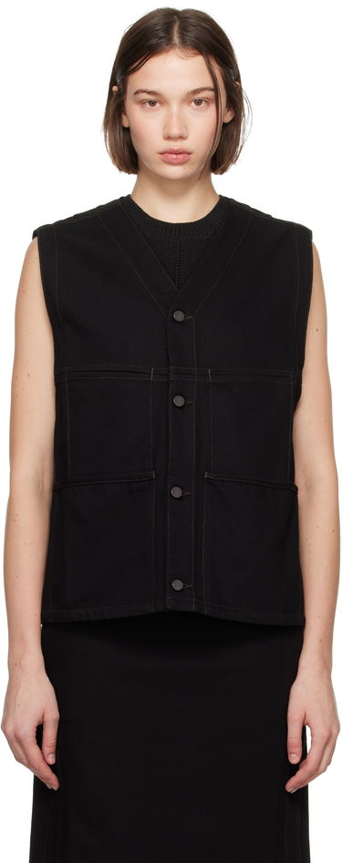 Vest LEMAIRE Lemaire Y-Neck Denim Vest Sort | OW1109 LD1004, 0