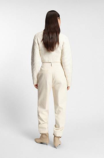 Bukser BOSS Regular-fit cotton-blend corduroy trousers Beige | 50549169, 1