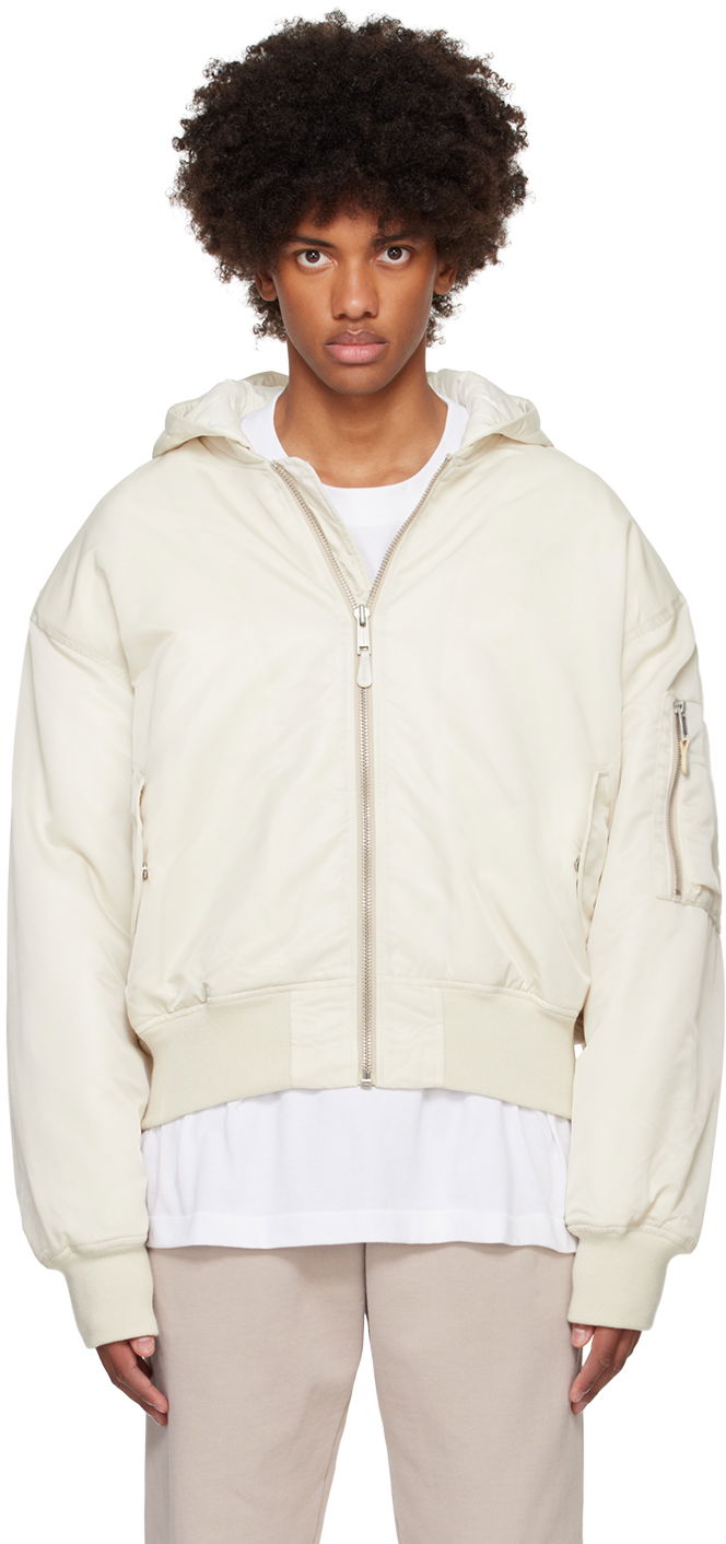 Bomberjakke Entire Studios Hooded Broad Bomber Jacket Hvid | ES2539IV