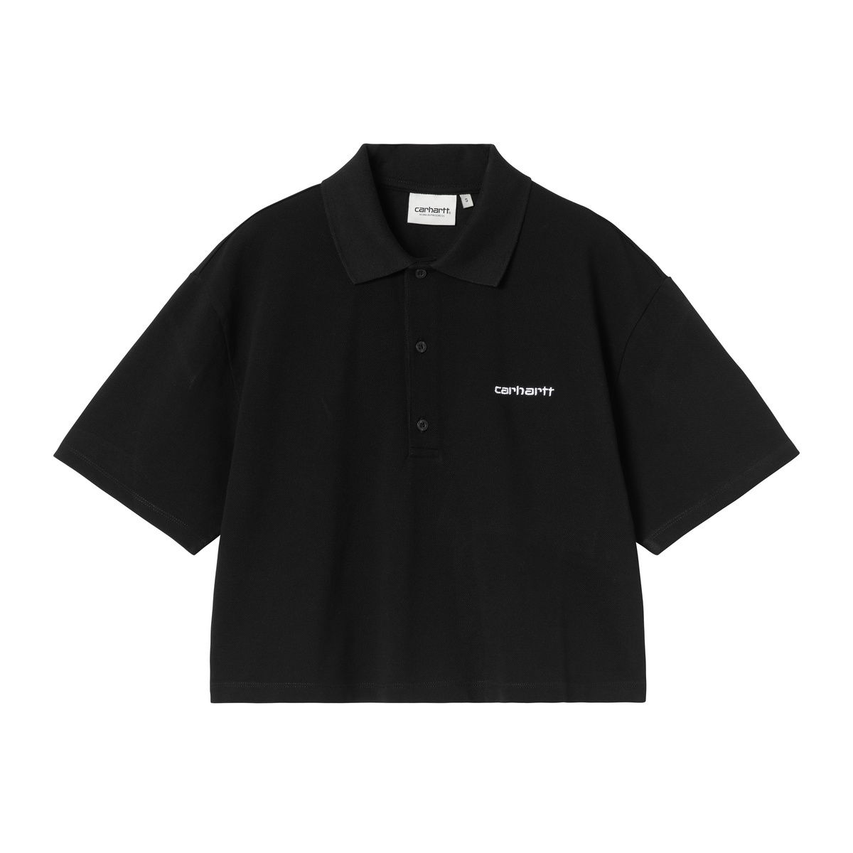 Polo skjorte Carhartt WIP Carhartt WIP Script Short Sleeve Cropped Polo Sort | I034553_7, 0