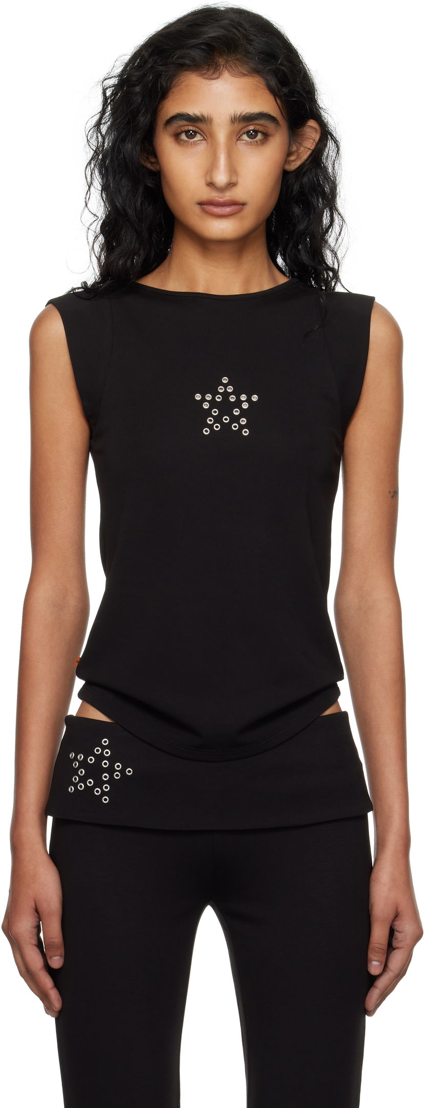 Tanktop Miaou Miaou Lucia Eyelet Tank Top Sort | 7197HJBSSB