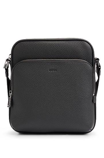 Skuldertaske BOSS Reporter bag in Italian leather with embossed logo Sort | 50529288