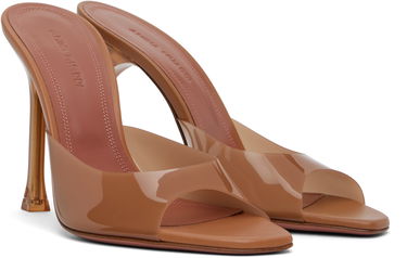 Tøj Amina Muaddi Amina Muaddi Alexa Glass Slipper 105 Heeled Sandals Brun | ALEXA GLASS SLIPPER PVC, 3