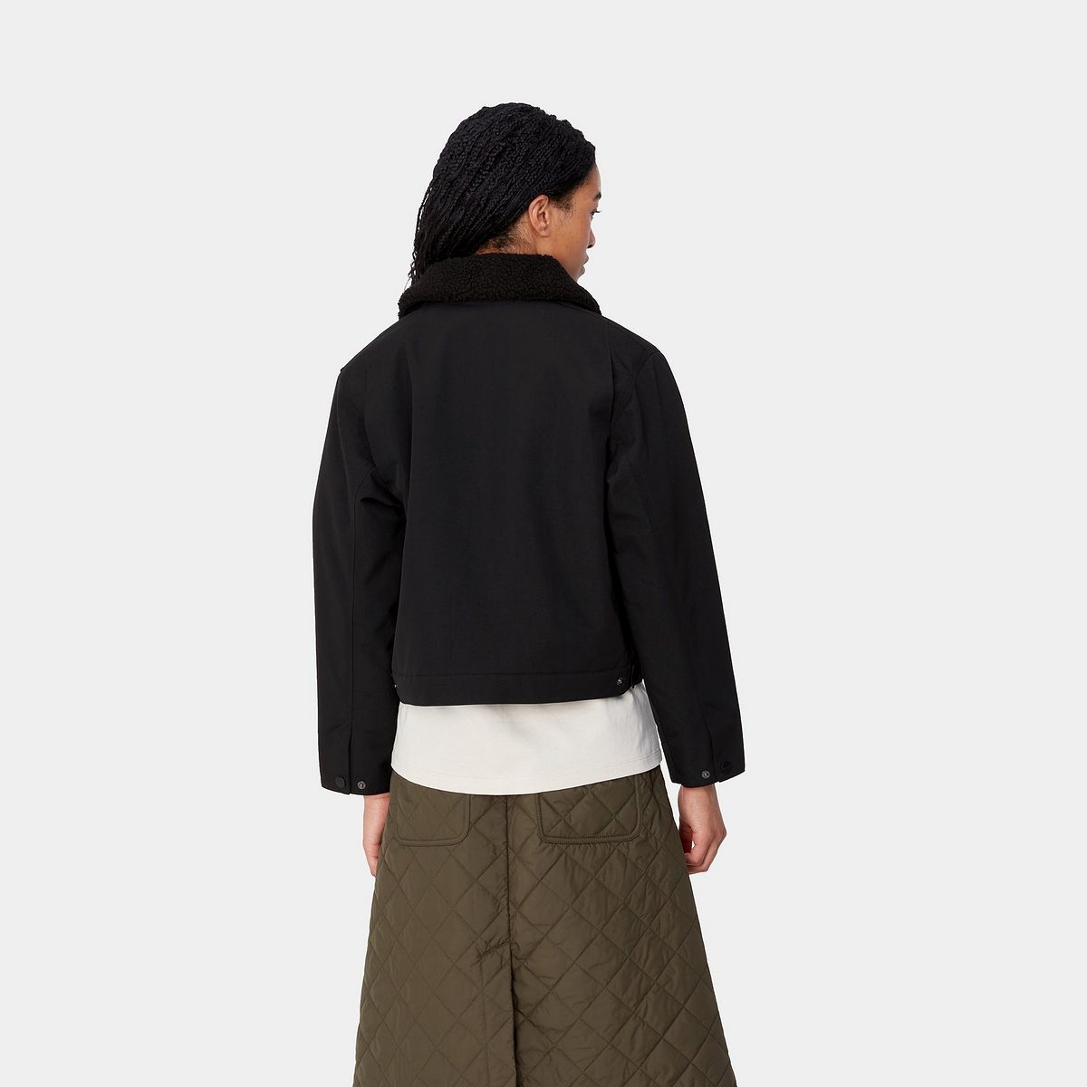 Bomberjakke Carhartt WIP Newkirk Black Jacket with Faux Fur Collar Sort | I033880_5, 1