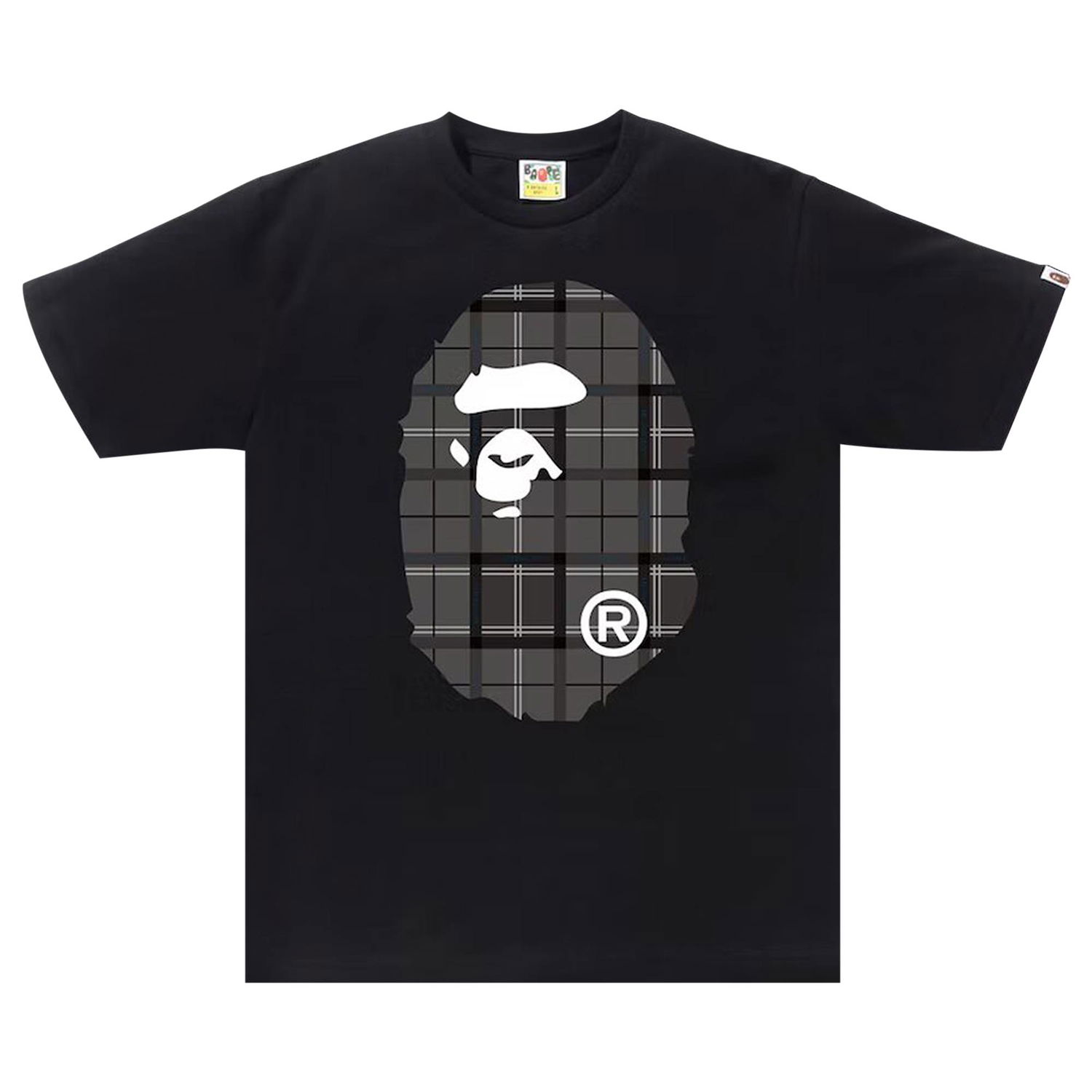 T-shirt BAPE Logo Check Big Ape Head Tee Sort | 0039 1SS190103LCBA BLAC, 1