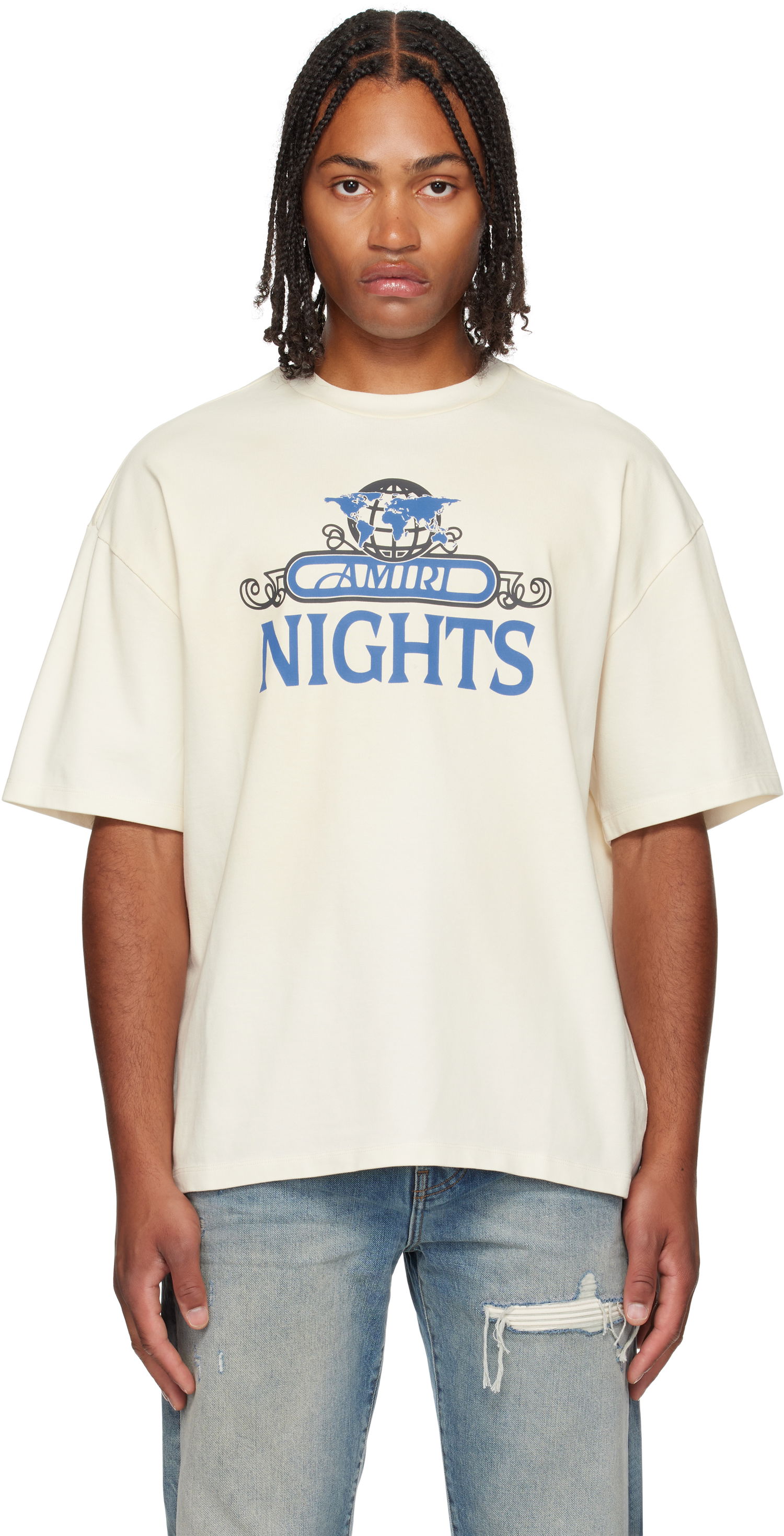 T-shirt AMIRI AMIRI 'Nights' Oversized T-Shirt Hvid | AMJYTE1207, 0