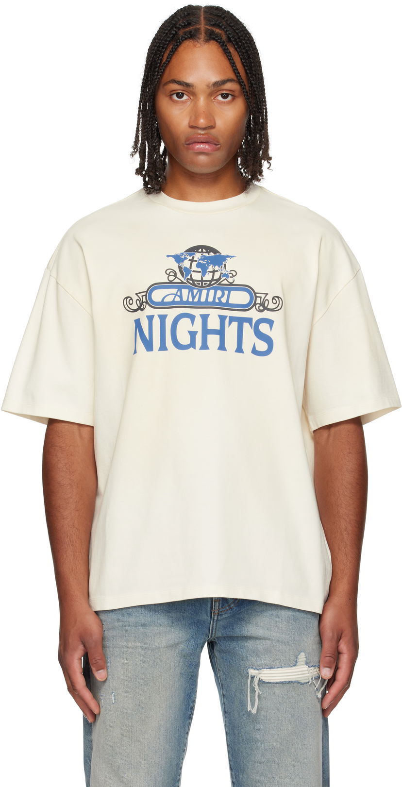 T-shirt AMIRI AMIRI 'Nights' Oversized T-Shirt Hvid | AMJYTE1207