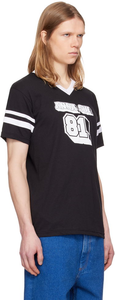 T-shirt Anna Sui Anna Sui Logo V-Neck T-Shirt Bourgogne | MT225D1, 4