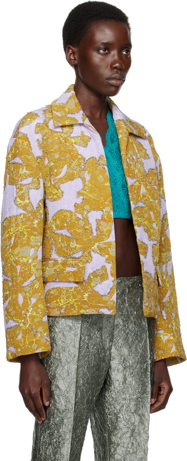Jakke Dries Van Noten Dries Van Noten Beaded Floral Print Jacket Gul | 251-010520-1082, 1