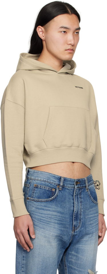 Sweatshirt We11done We11done Teddy Twins Cropped Hoodie Beige | WD-TH0-25-841-U-KK, 1