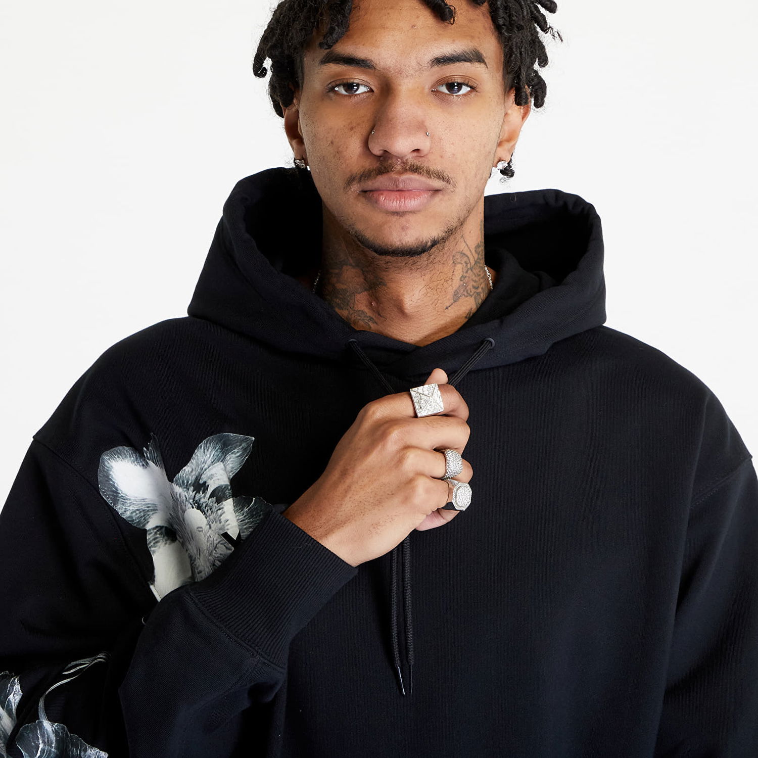 Sweatshirt Y-3 Graphic French Terry Hoodie UNISEX Black Sort | IN4335, 1