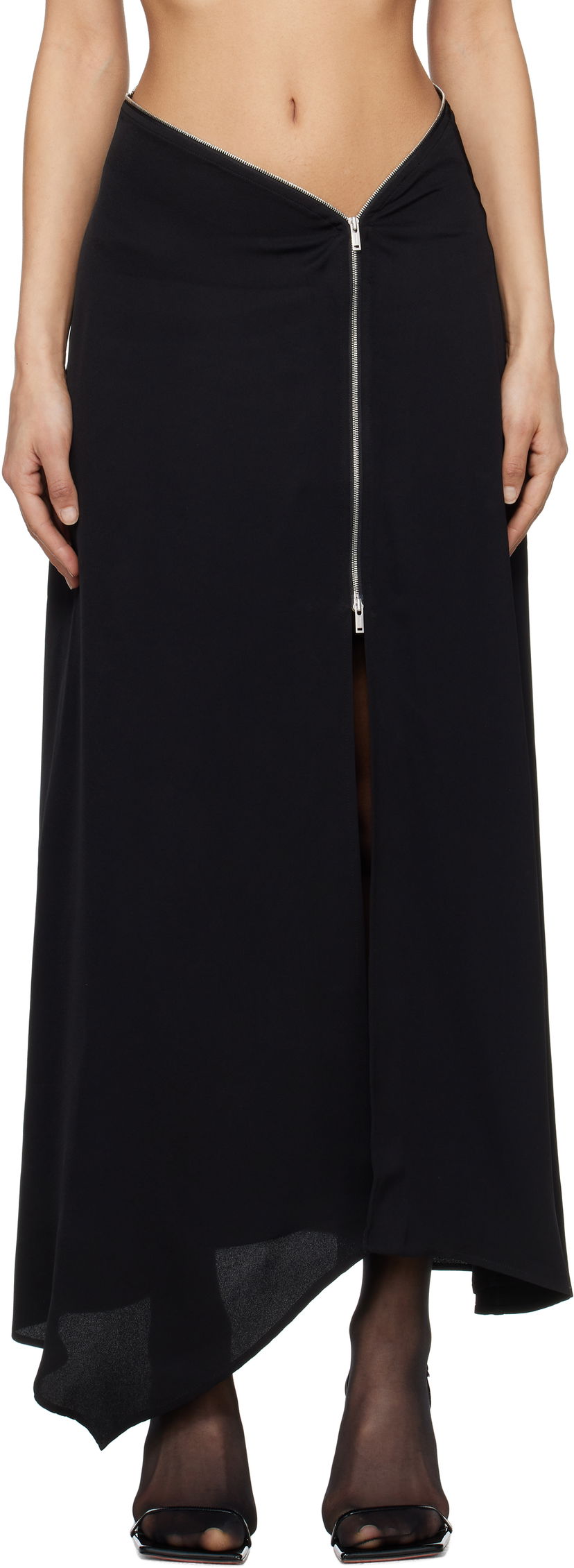 Nederdel Nanushka Nanushka Zella Maxi Asymmetrical Zip Skirt Sort | NW25RSSK19299
