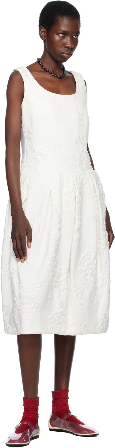 Kjole Comme des Garçons Comme des Garçons Jacquard Flower Pattern Midi Dress Hvid | RO-O008-051-1, 3