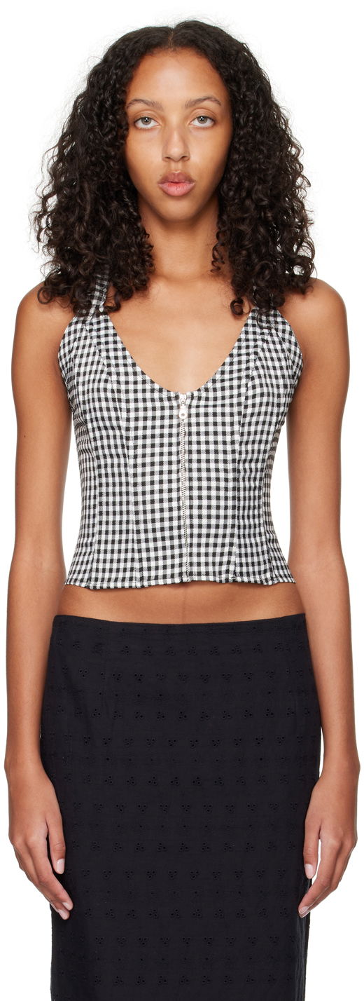 Tanktop Miaou Miaou Work Capsule Valda Gingham Corset Top Sort | 7056GINOND