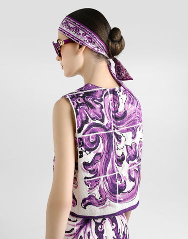 Crop top Dolce & Gabbana Dolce & Gabbana Majolica Print Crop Top Lilla | F7AU2TFP9AKHP5DQ, 3