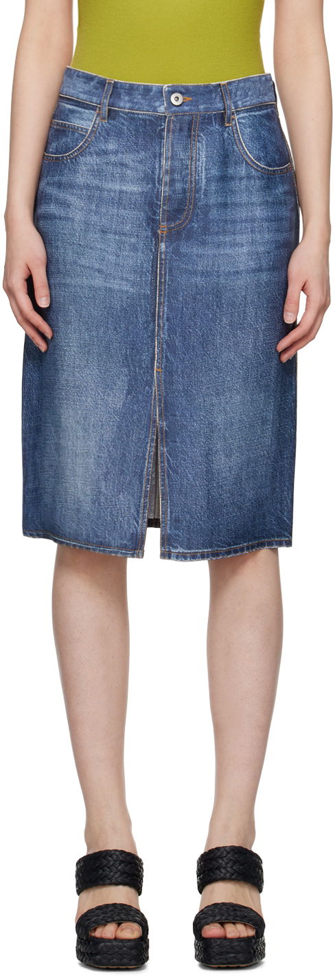 Nederdel Bottega Veneta Printed Midi Skirt Blå | 9 737211 V30K0, 0