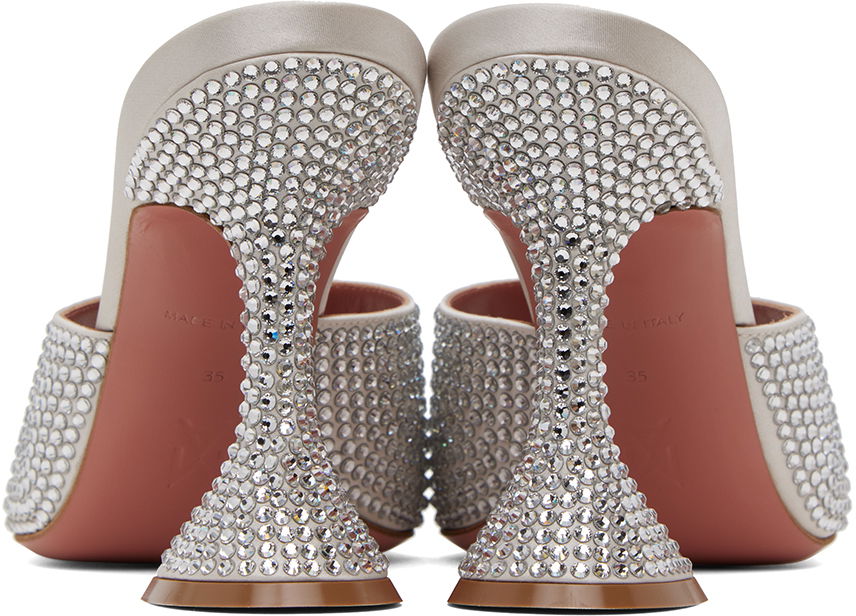 Skopleje Amina Muaddi Amina Muaddi Lupita Crystal Slipper Heeled Sandals Hvid | LUPITA CRYSTAL SLIPPER CL SATIN, 1
