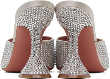Skopleje Amina Muaddi Amina Muaddi Lupita Crystal Slipper Heeled Sandals Hvid | LUPITA CRYSTAL SLIPPER CL SATIN, 1