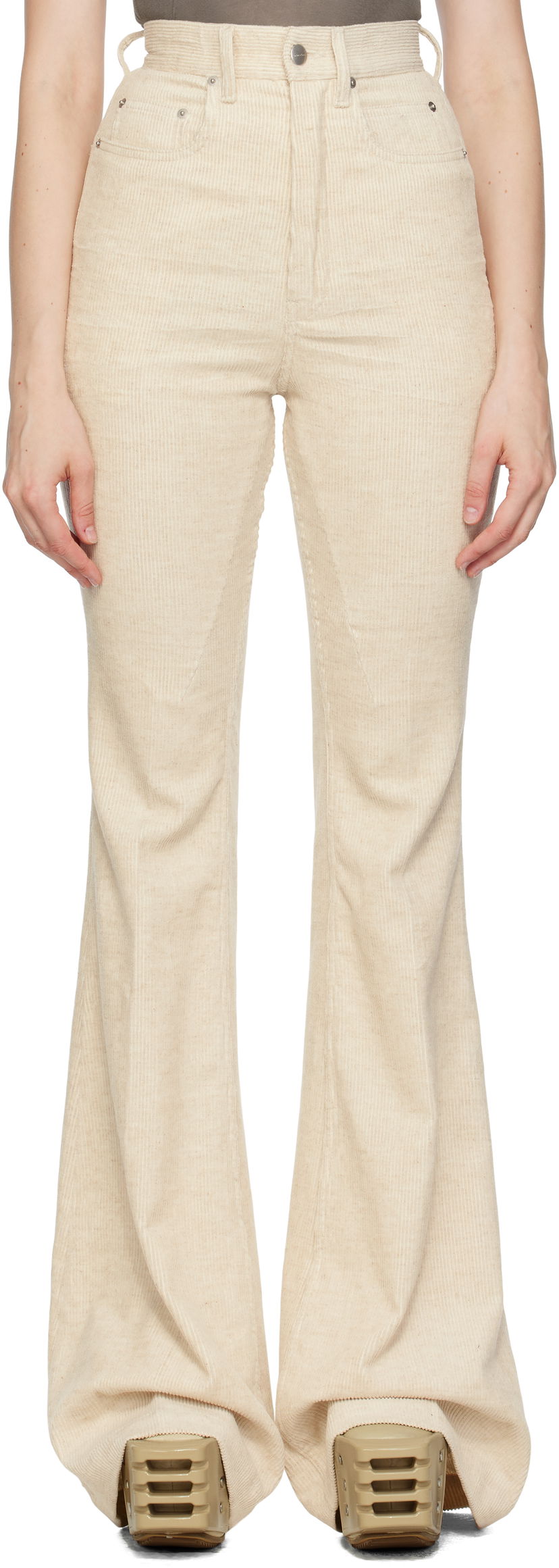 Bukser Rick Owens Rick Owens Bolan Bootcut Corduroy Trousers Beige | RP02E4329 MLC