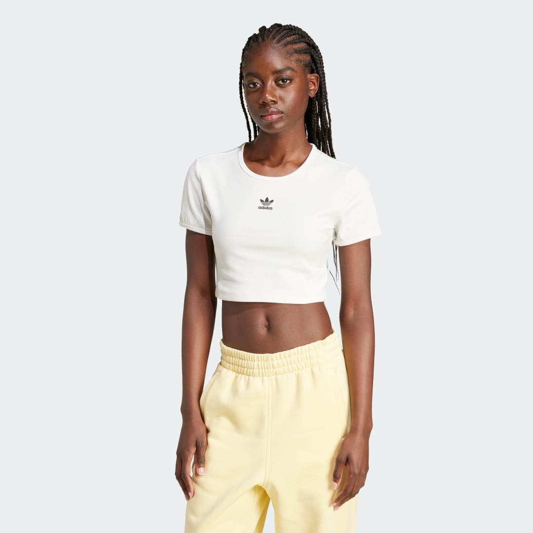 Crop top adidas Performance Essentials Ribbed Crop T-Shirt Hvid | IY9666, 0