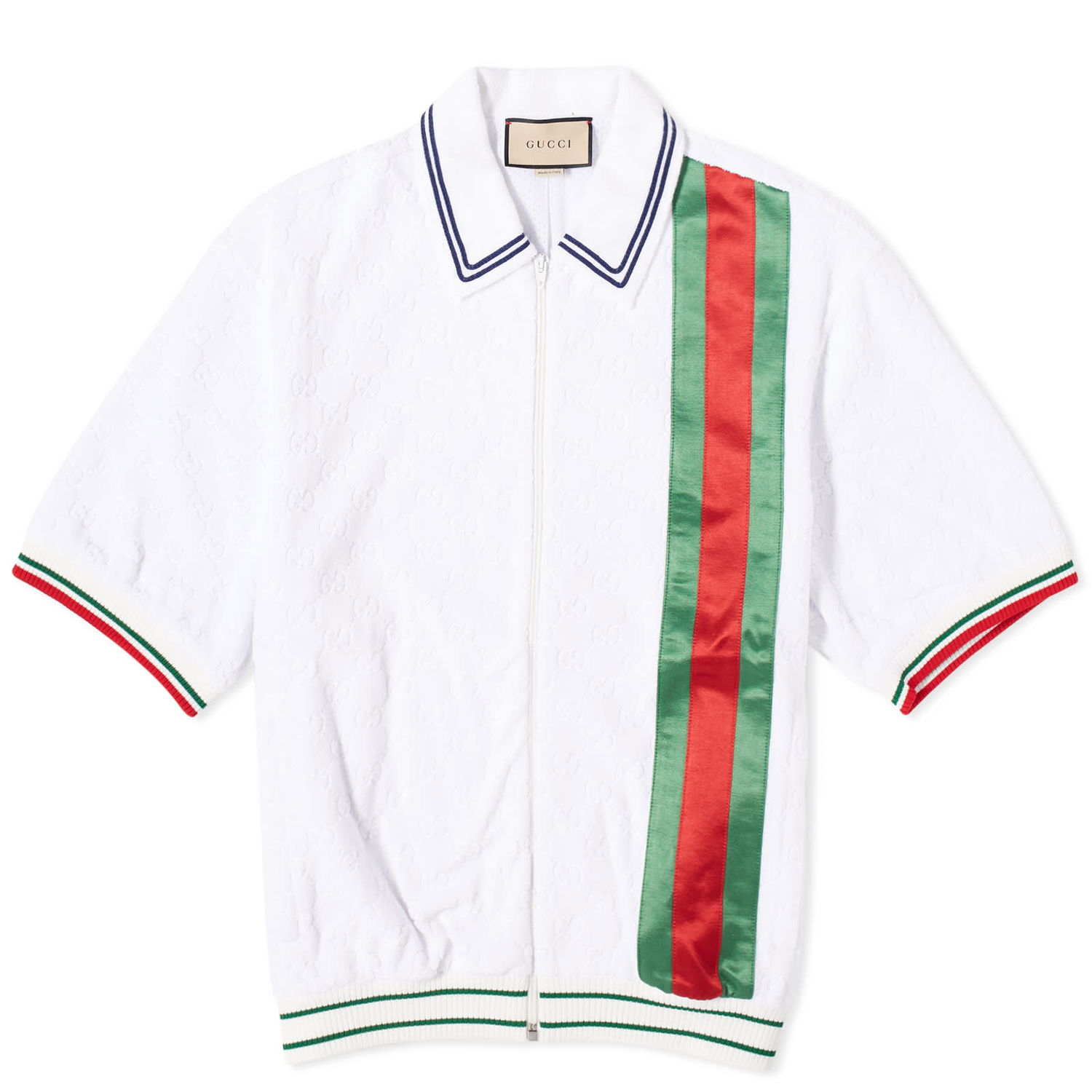 Polo skjorte Gucci Jacquard Stripe Sponge Hvid | 752266-XJFTA-9692, 0