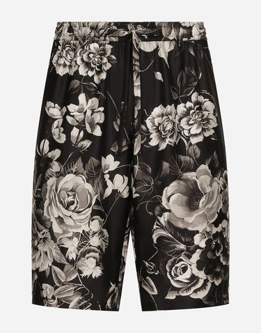 Shorts Dolce & Gabbana Floral-Print Silk Shorts Sort | GV37ATIS1VSHN5DY, 0