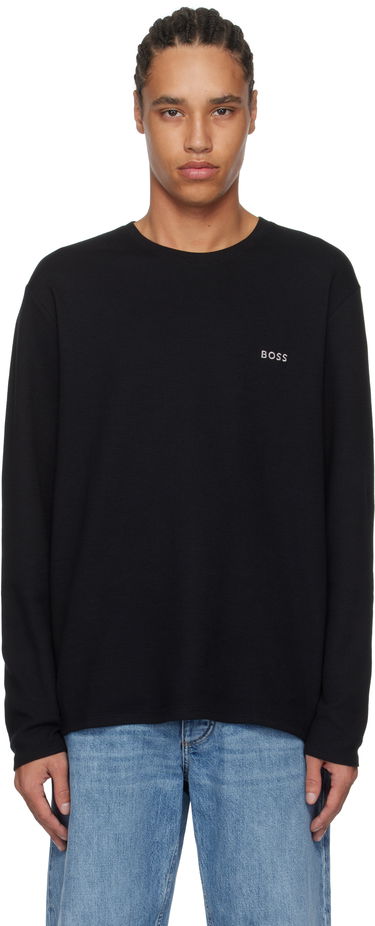Sweater BOSS BOSS Waffle-Structured T-Shirt Sort | 50535870, 0