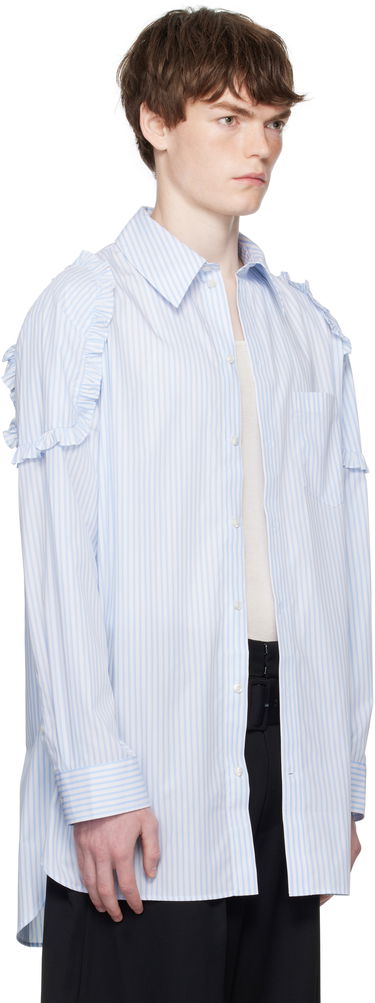 Skjorte Simone Rocha Simone Rocha Ruffle Shoulder Patch Tunic Shirt Blå | 5383 1026, 1