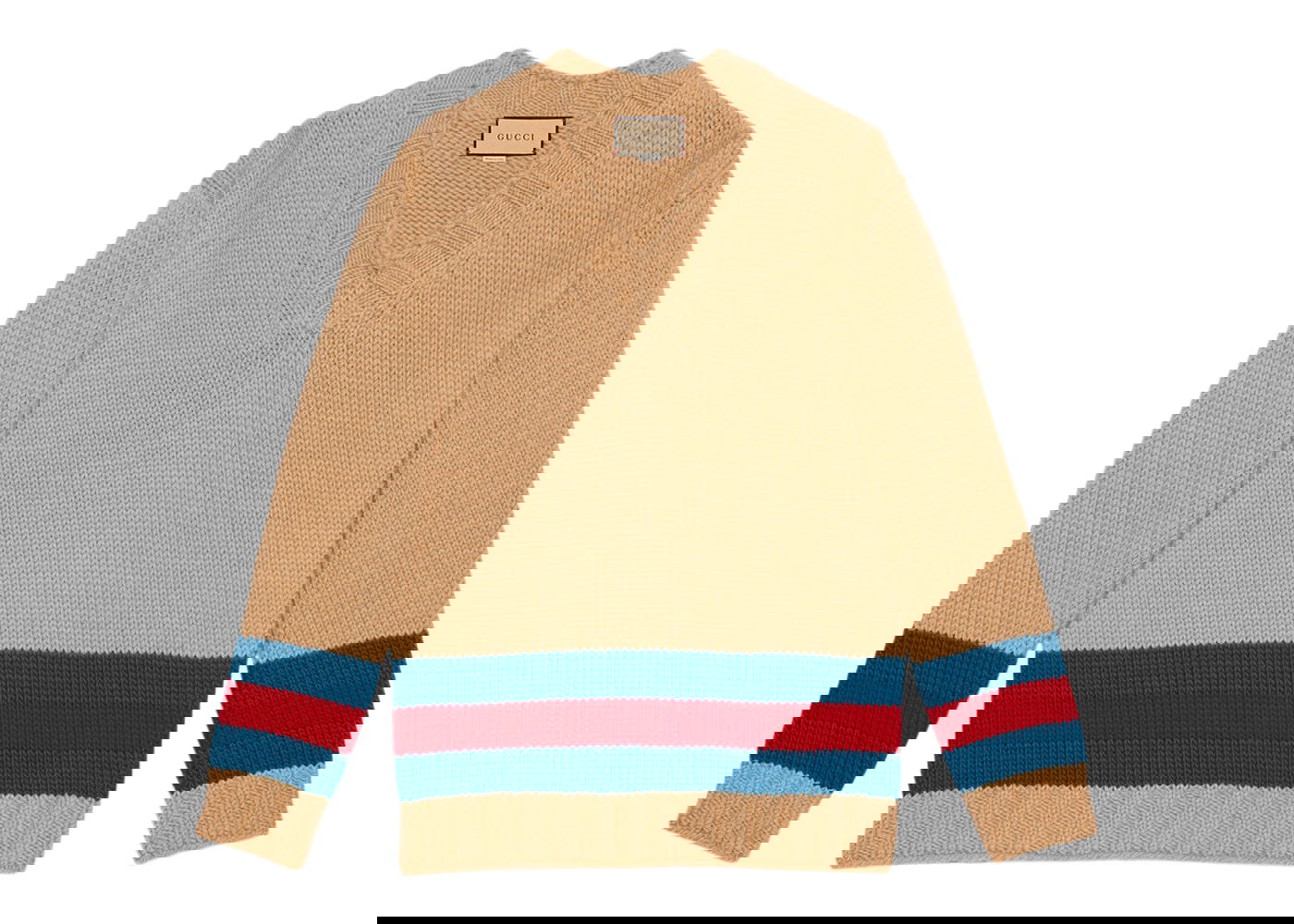 Sweater Gucci Fine Mohair Wool Webbed Sweater Beige | 715291 XKCJ4 2183, 0