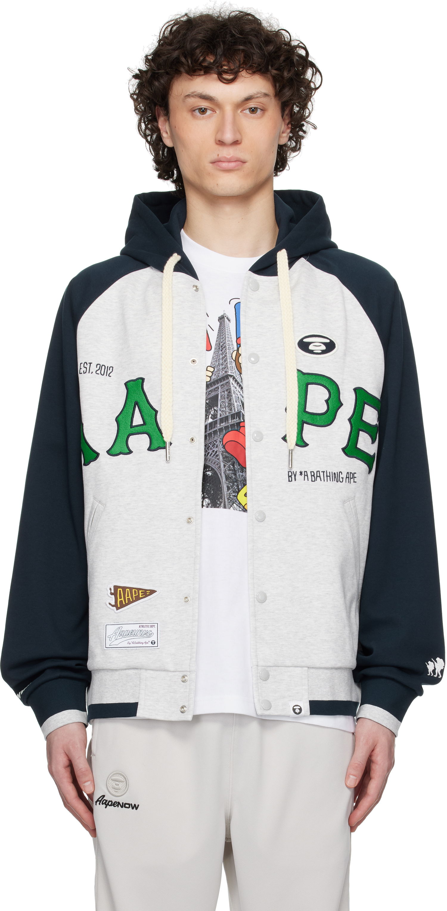 Bomberjakke AAPE by A Bathing Ape AAPE by A Bathing Ape Main Zip Up Hoodie Jacket Grå | AAPSWMC323XANWH2, 0