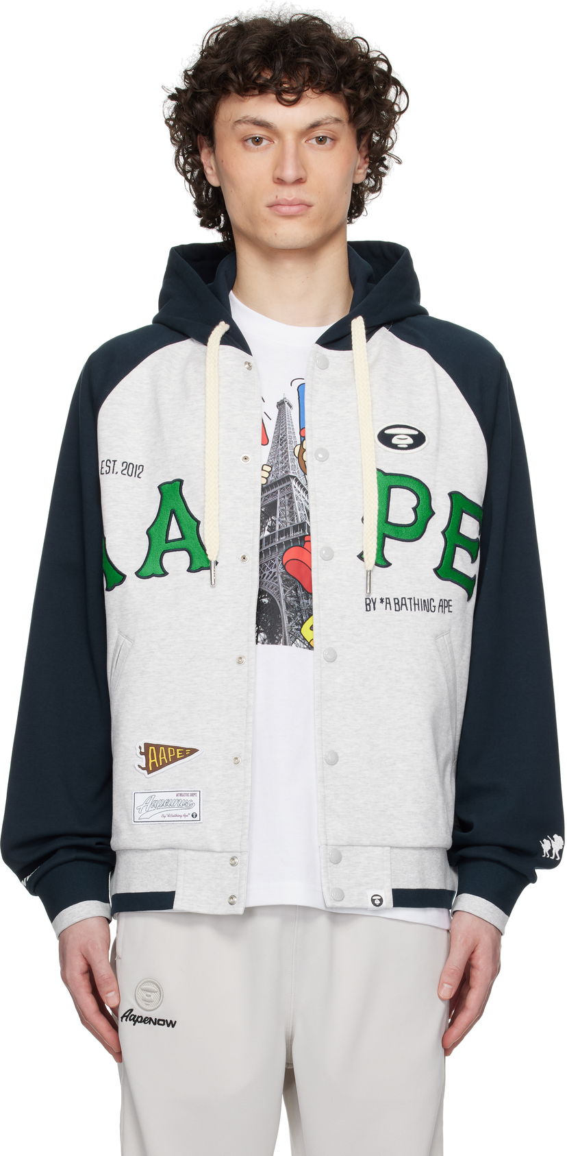 Bomberjakke AAPE by A Bathing Ape AAPE by A Bathing Ape Main Zip Up Hoodie Jacket Grå | AAPSWMC323XANWH2