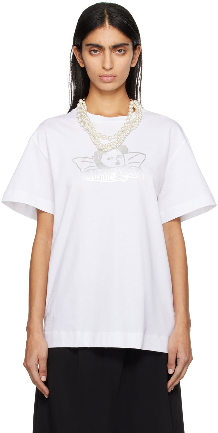 T-shirt Simone Rocha Simone Rocha Angel Baby Print T-Shirt Hvid | 5195P16A18-W 0569, 0