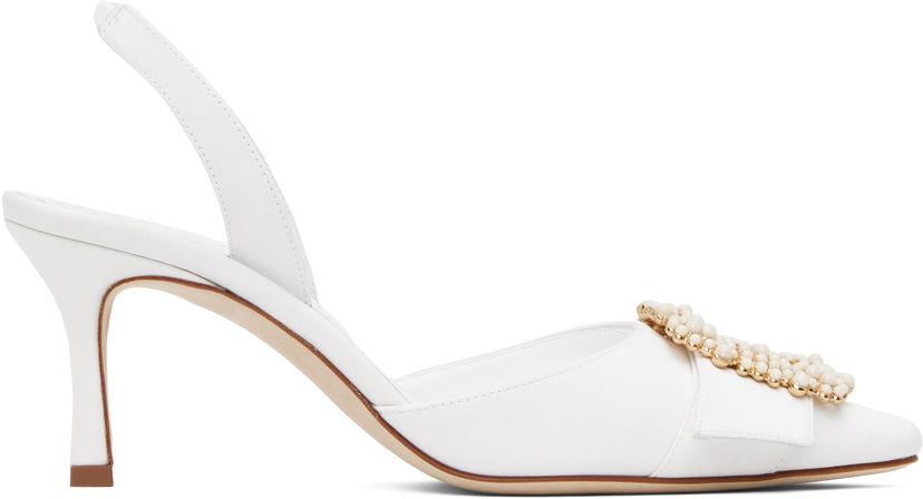 Sneakers og sko Manolo Blahnik Manolo Blahnik Gibsli Slingback Pumps Hvid | 125-2953