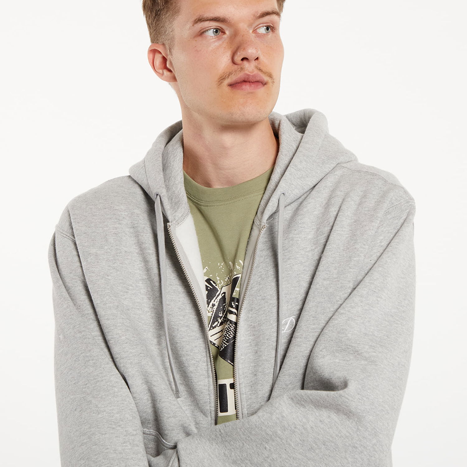 Sweatshirt Dime Gray Cursive Hoodie Grå | DIMESU2427GRY, 1
