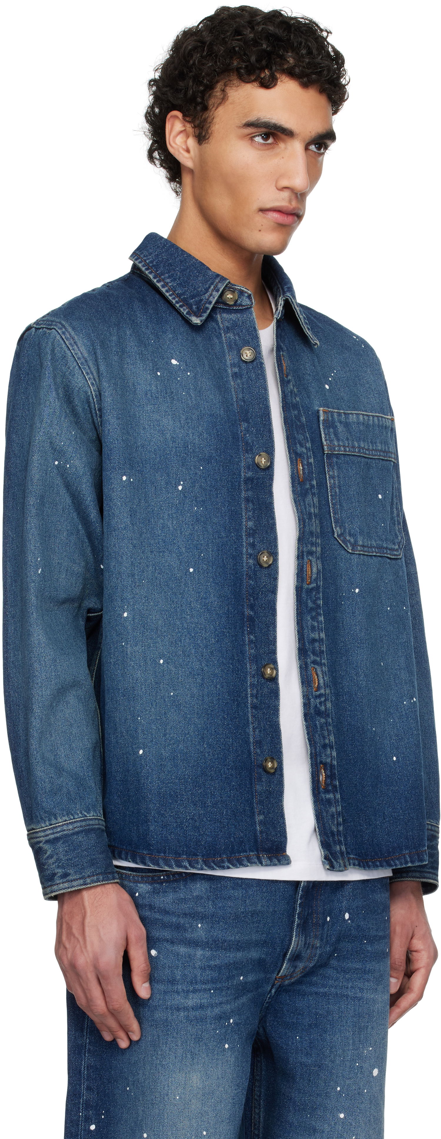 Skjorte A.P.C. A.P.C. Paint Splatter Denim Shirt Blå | COHGL-H02709, 1