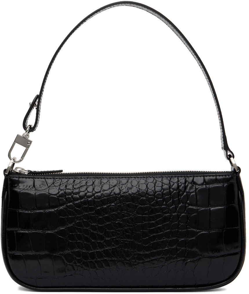 Håndtaske BY FAR Croc Embossed Leather Shoulder Bag Sort | 19PFRCLSBLDMED, 0