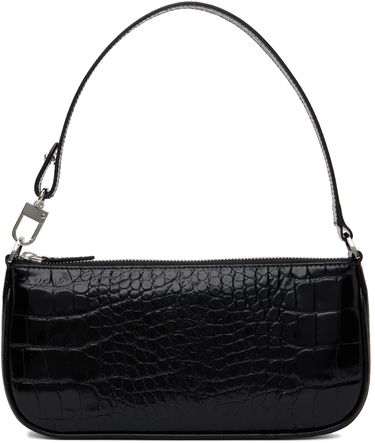 Håndtaske BY FAR Croc Embossed Leather Shoulder Bag Sort | 19PFRCLSBLDMED, 0