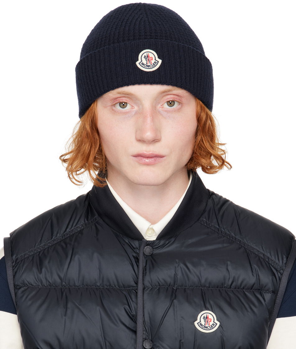 Beanie Moncler Navy Wool & Cashmere Beanie Mørkeblå | J20913B00023M4281, 0