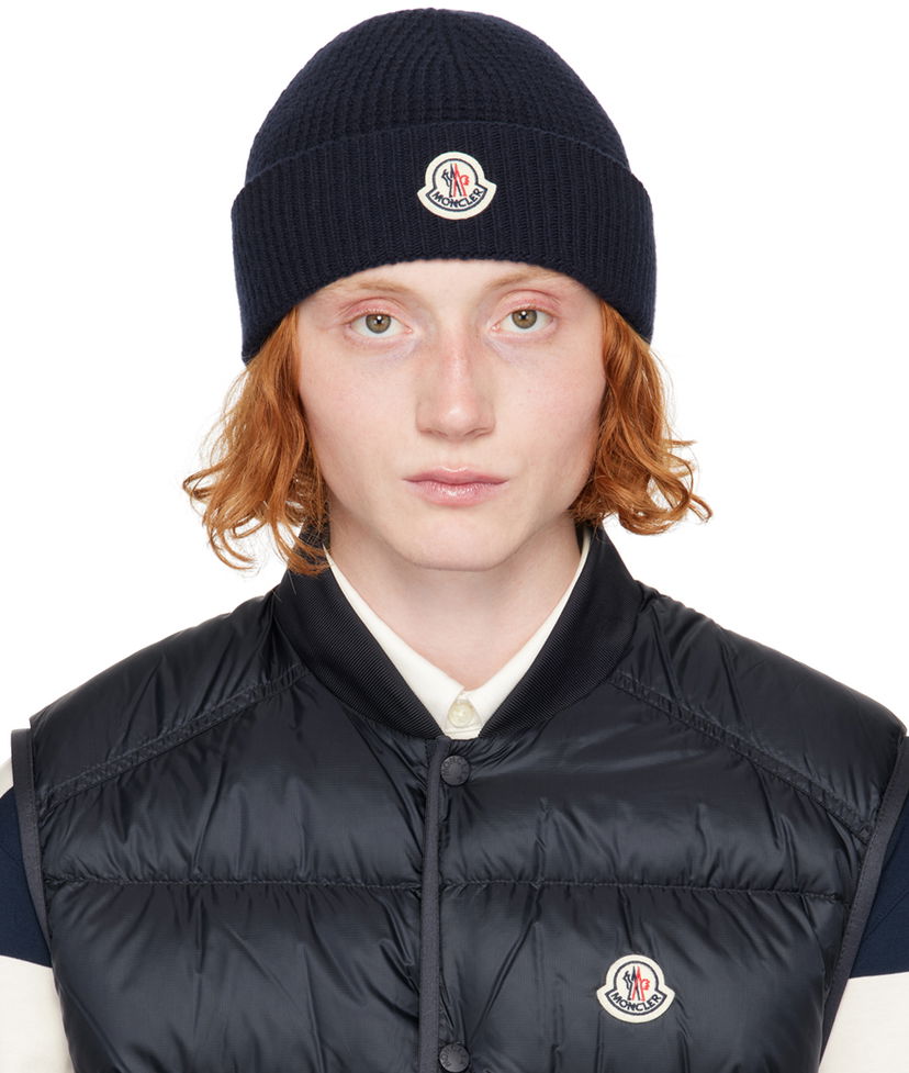 Beanie Moncler Navy Wool & Cashmere Beanie Mørkeblå | J20913B00023M4281