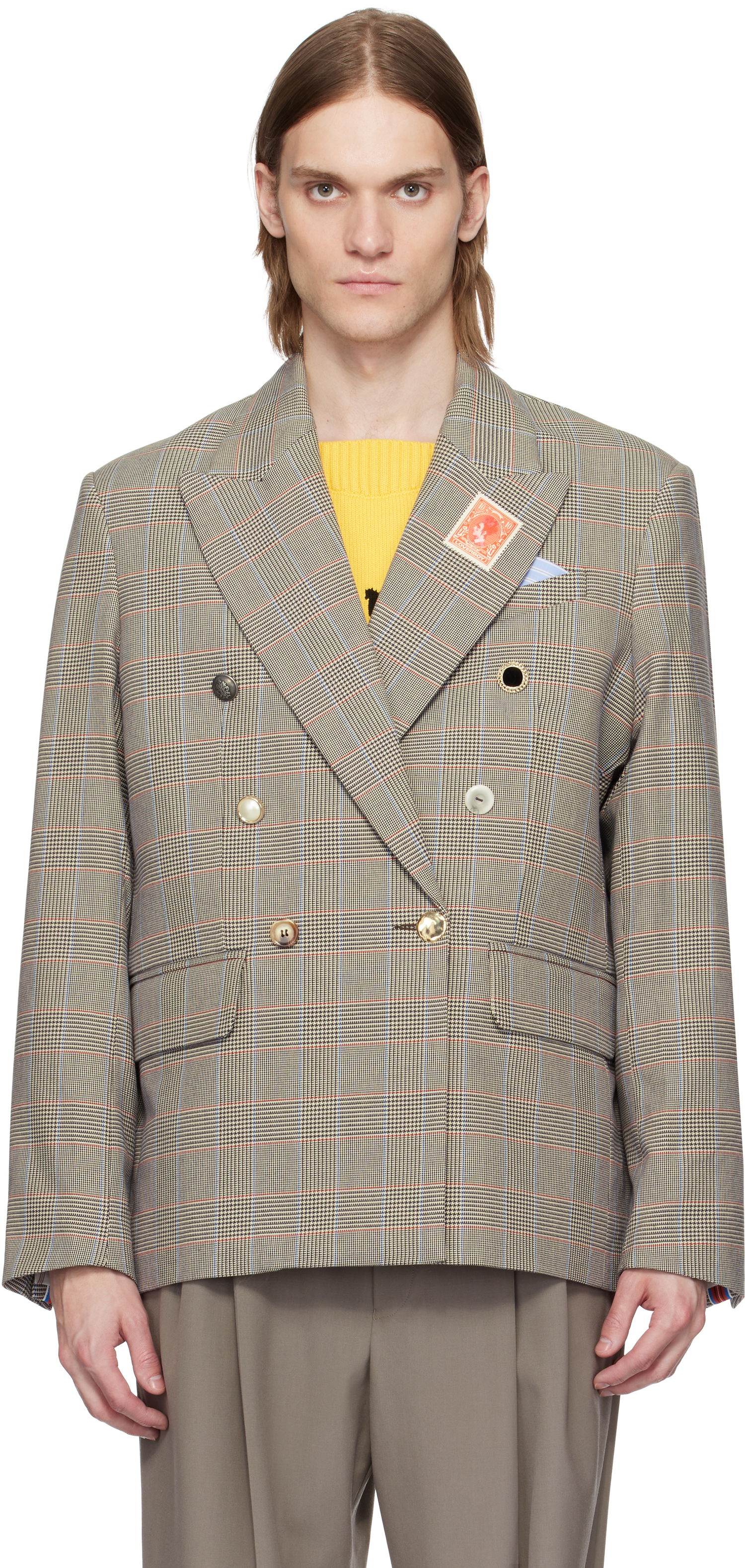 Jakke Charles Jeffrey Loverboy Charles Jeffrey LOVERBOY Edinburgh Double-Breasted Blazer Beige | 54020102, 0