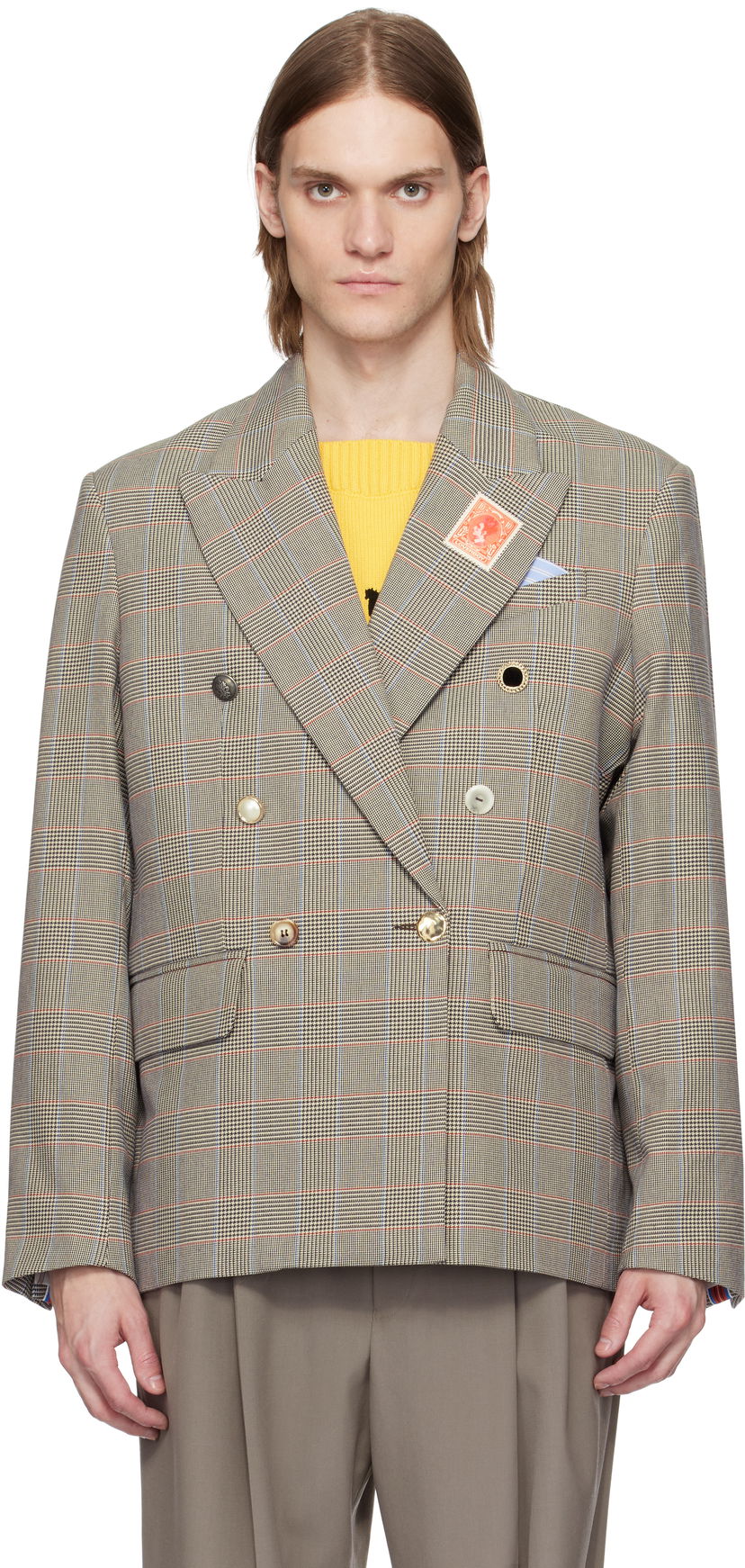 Jakke Charles Jeffrey Loverboy Charles Jeffrey LOVERBOY Edinburgh Double-Breasted Blazer Beige | 54020102