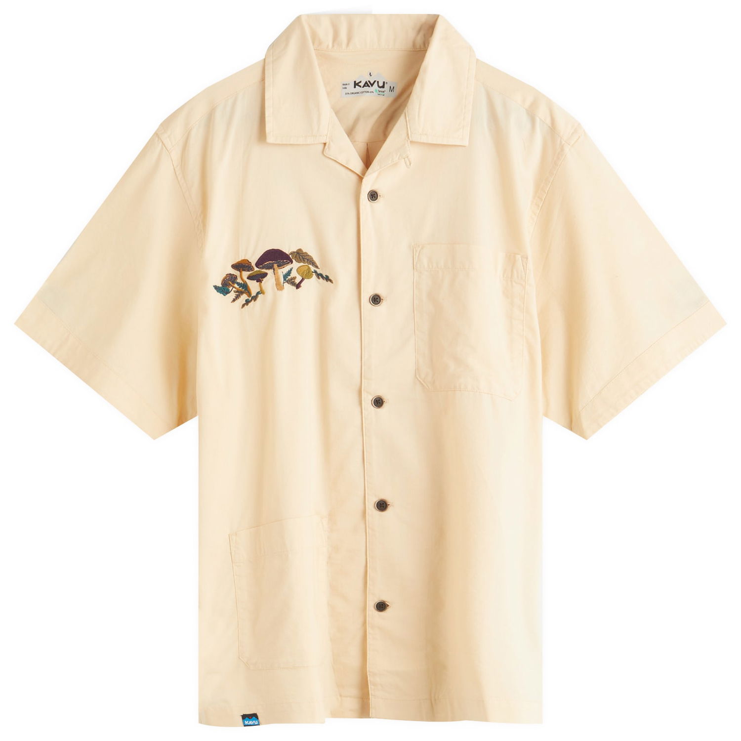 Skjorte KAVU Camp Collar Vacation Shirt with Mushrooms Embroidery Gul | 5262-2547, 0
