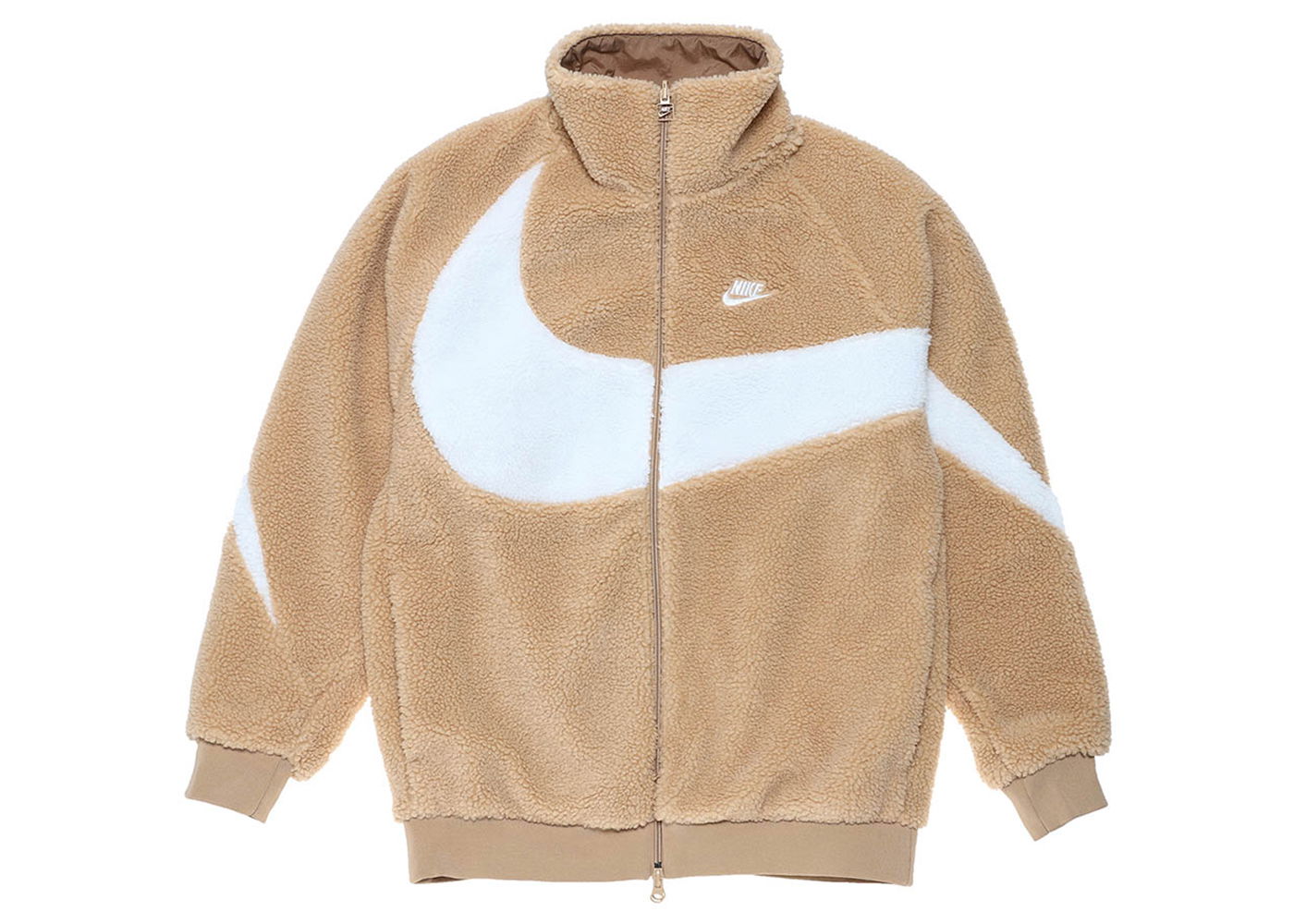 Jakke Nike Big Swoosh Reversible Boa Jacket Hemp White Beige | BQ6546-200, 0