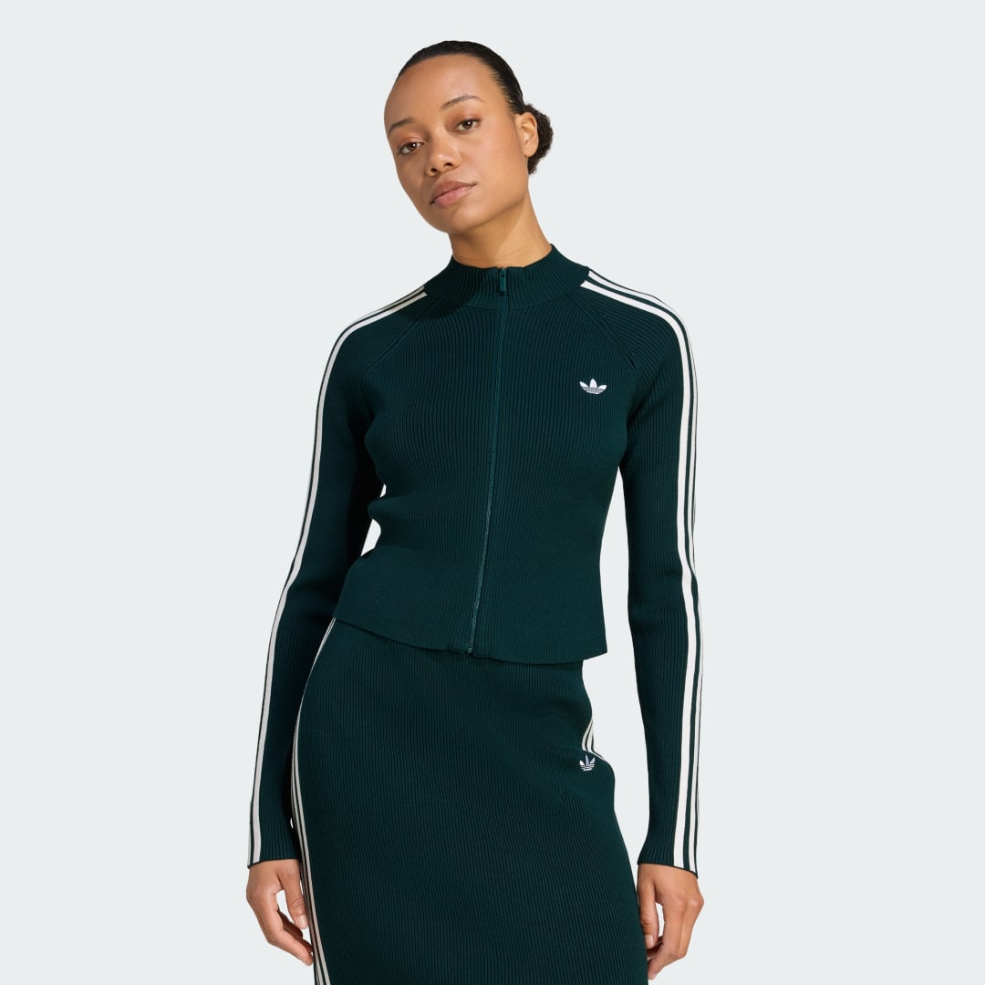 Sweater adidas Performance Adicolor Slim-Fit Knit Top Grøn | JY2599, 0